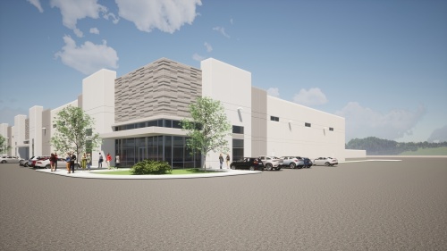 Greystar Real Estate Partners LLC recently acquired a 70-acre industrial distribution campus, its first industrial center in Dallas. (Rendering courtesy NAI Robert Lynn)
