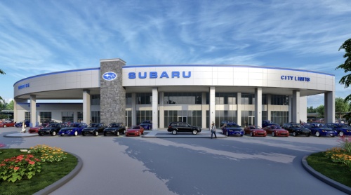 City Limits Subaru will break ground May 24 and is expected to be completed in summer 2023. (Rendering courtesy Ali Kapasi with Castle Design Group)