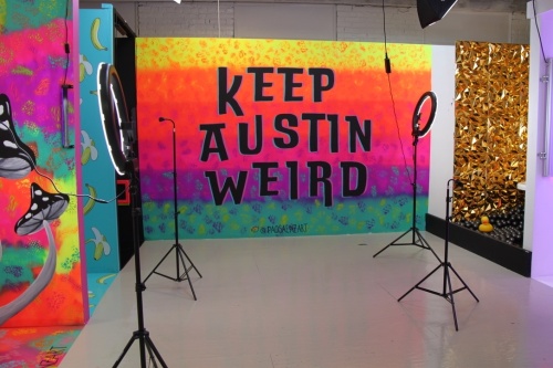At the Texas Selfie Museum, customers may take photos with colorful and creative backdrops in downtown Austin. (Sumaiya Malik/Community Impact Newspaper)