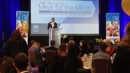 Meal for the Minds speaker onstage