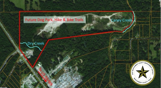On May 5, the East Montgomery County Improvement District announced plans to develop a dog park with walking trails at the intersection of FM 1485 and Gene Campbell Boulevard. (Courtesy East Montgomery County Improvement District)