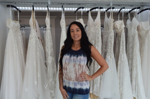 Coreena Ferrata helped friends and family design their wedding dresses before opening her first boutique in College Station in 2018. (Hunter Terrell/Community Impact Newspaper)
