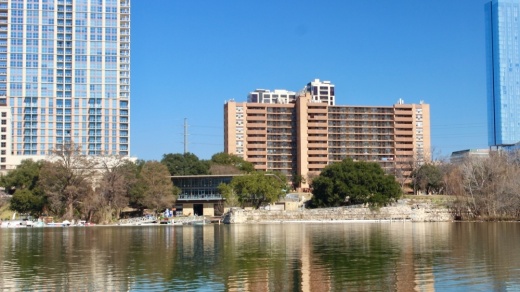 The boathouse off Trinity Street could relocate to the east to accommodate a Project Connect rail line bridge. (Ben Thompson/Community Impact Newspaper)