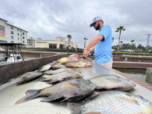 Owner Collin Edwards leads fishing trips highlighting a variety of fish. (Maegan Kirby/Community Impact Newspaper)