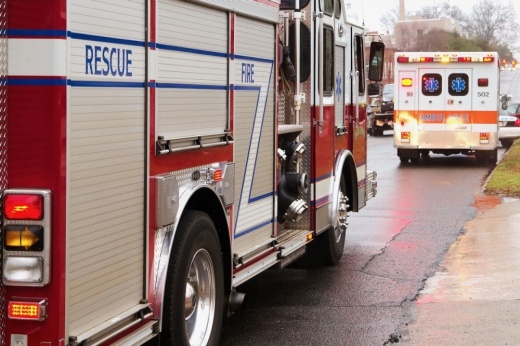 Stock photo of fire truck and ambulance