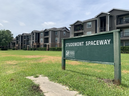 With no plans to turn the space into a park, Studemont Spaceway will soon be used for mixed-use purposes. (Shawn Arrajj/Community Impact Newspaper)