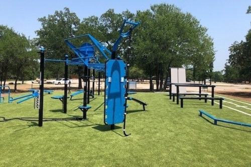 A fitness area was added to Heritage Park in Flower Mound. (Courtesy Flower Mound Parks and Recreation Department)