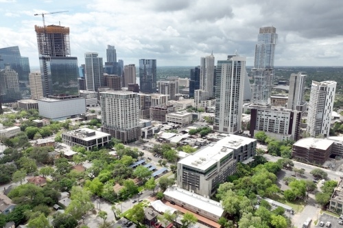 aerial view of downtown austin texas skyline