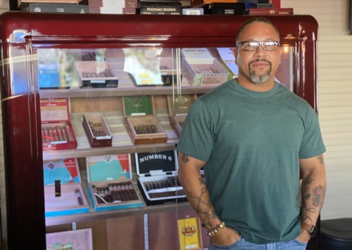 Delton Southern co-owns East Pecan Cigars with his business partner Andre Artiss. (Brian Rash/Community Impact Newspaper)