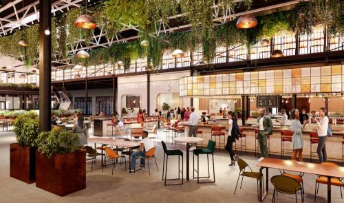 Nashville-based Holladay Properties announced it will begin renovations of The Factory at Franklin's Grand Hall this month. This architectural rendering shows the appearance of a bar, which will be a focal point for the revamped space. (Courtesy Holladay Properties)