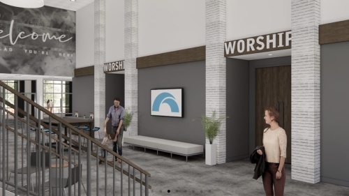 Rendering of the inside of The Hills Church's new Keller campus
