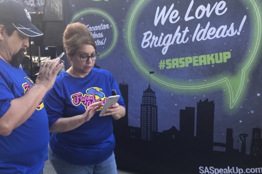 Staff at the city of San Antonio's communications and engagement department said they are refocusing on enhancing public engagement efforts, such as pop-up survey events, pictured here during a San Antonio Missions game; online surveys; interactions with neighborhood associations and other community organizations; and providing residents with timely information on city meetings, events and other initiatives. (Courtesy city of San Antonio)