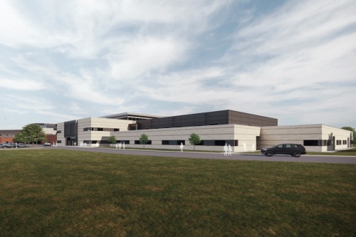 Frisco ISD's Career and Technical Education Center will be expanded to include a single-story addition on the southwest side. Also included in expansion plans are a two-story tornado shelter on the southeast side that will be surrounded by new single-story space. (Rendering courtesy Frisco ISD, Huckabee)