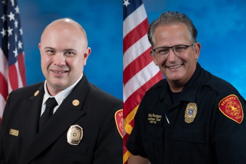 Kade Long (left) will retire June 30, and Greg Rodgers (right) will become the new fire chief for Schertz. (Courtesy city of Schertz)