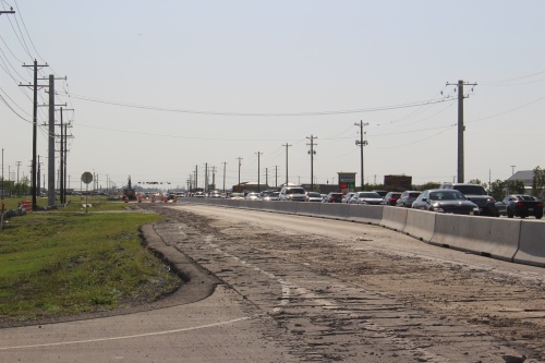 Work began in April to widen US 380 near Frisco. Crews are working on the southern portion of the road, so traffic has been shifted to the north side of US 380. (Miranda Jaimes/Community Impact Newspaper)