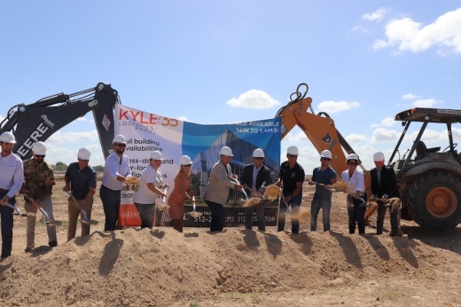 Leadership for the city of Kyle, Hays County, the Kyle Economic Development Department and Alliance Industrial Co. broke ground on the 1.4 million-square-foot industrial park in Kyle on June 22. (Zara Flores/Community Impact Newspaper)