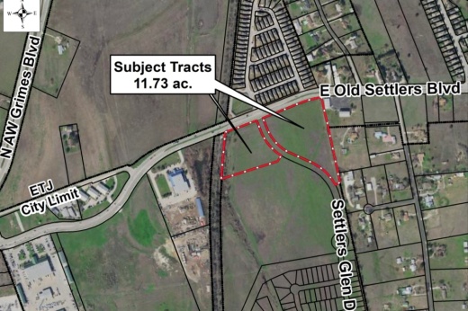 Round Rock officials approved a request to rezone 11.73 acres of land south of Old Settlers Boulevard and Settlers Glenn Drive at its June 23 meeting.  (Courtesy city of Round Rock)