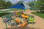 The city of Richardson is in the planning stages for park improvements at three neighborhood playgrounds, including Woodhaven Grove Park. (Rendering courtesy city of Richardson)