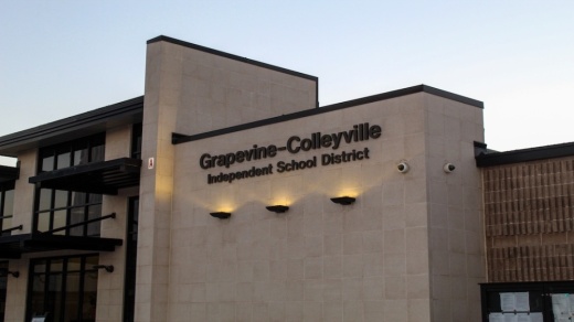 a building that reads Grapevine-Colleyville Independent School District