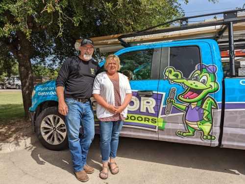 
Chris and Cheryl Henningsen own Gator Garage Door Repair. 
(Photos by Carson Ganong/Community Impact Newspaper)