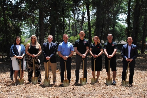 Conroe city officials and Compassion United staff at the June 17 groundbreaking of Miracle City's first transition housing unit (Courtesy of Luke Redus)