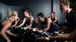 a workout class on spin bikes