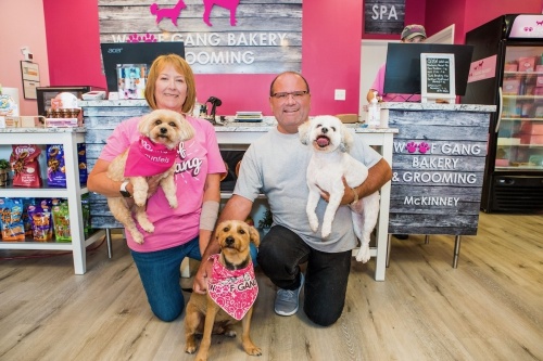 Shelley and Jim Howe joined Woof Gang Bakery & Grooming two years ago in Plano and are now adding the McKinney location that will be managed by their son, Trevor Howe. (Courtesy Woof Gang Bakery & Grooming)
