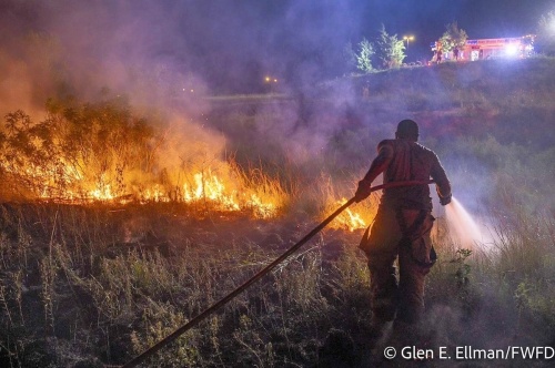 Fort Worth Fire Department photographer Glen E. Ellman documented many of the grass fires reported on July 4. (Courtesy Glen E. Ellman/Fort Worth Fire Department)