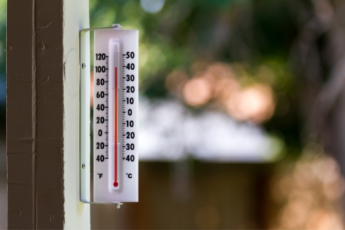 photo of thermometer displaying a temperature of more than 100 degrees.