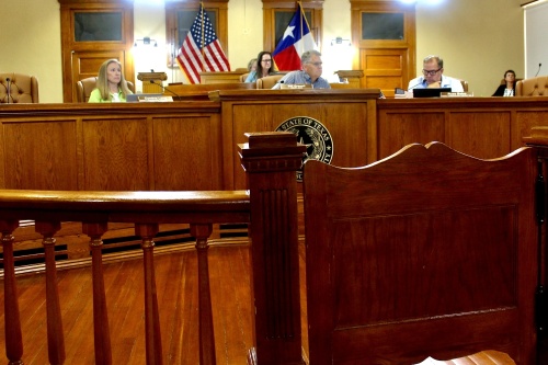 Judge on the dias in a court