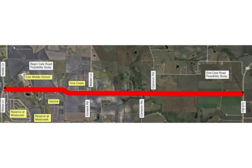 Map of the section of Cele Road to be studied