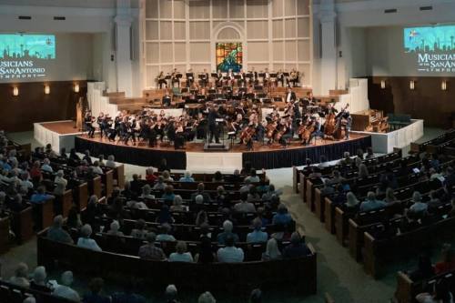 Musicians of the San Antonio Symphony perform June 2 at First Baptist Church of San Antonio. Musicians have been performing independently during a monthslong strike that ended in symphony management disbanding the organization in June. Members of other San Antonio performing arts groups hope to fill the void sparked by the symphony’s departure. (Courtesy Musicians of the San Antonio Symphony)