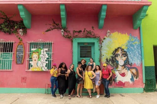 Erica Wood (wearing a yellow dress) spent time with other travel advisors in Cartagena, Colombia on a familiarization trip, where advisors learn about local destinations. (Courtesy Erica Wood)