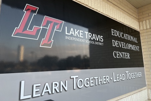 exterior building sign for lake travis isd education development center