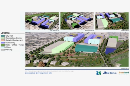 Screenshot of Downtown East conceptual plan with building placements