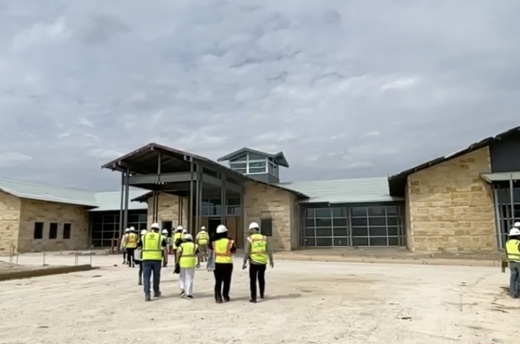 City of San Antonio officials tour Walker Ranch Senior Center as it was under construction this spring. The city's newest public senior and community center will have a grand opening for the public Aug. 1. (Courtesy city of San Antonio)