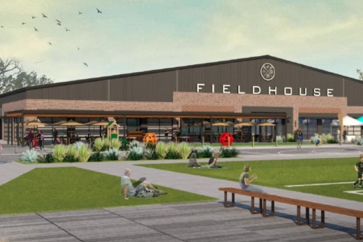 Fieldhouse will offer indoor and outdoor fields alongside a full kitchen and patio when it opens in 2023. (Rendering courtesy The Fieldhouse)