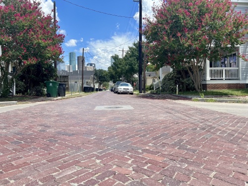The brick roads in Freedmen's Town are a historic part of the area that residents work to preserve. (Sofia Gonzalez/Community Impact Newspaper)