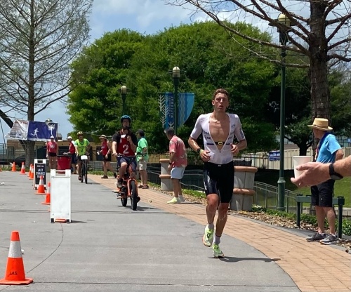 In the 2022 Ironman Texas event, Magnus Ditlev was the second-place finisher among men in the 26.2-mile marathon. (Nicole Preston/Community Impact Newspaper)