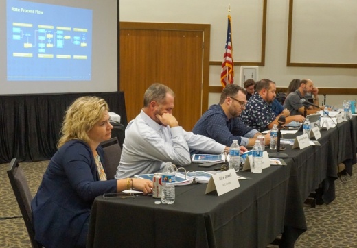 Members of the New Braunfels Utilities Rate Advisory Committee at their second regular meeting on Aug. 10. (Sierra Martin/Community Impact Newspapers)