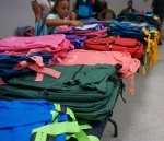 Free backpacks were given to children for the upcoming school year at the back-to-school bash. (Sierra Martin/Community Impact Newspaper)