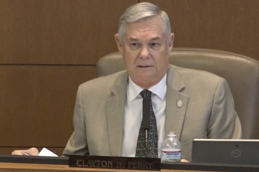 San Antonio District 10 Council Member Clayton Perry speaks out on the city’s proposed fiscal year 2022-23 budget at the Aug. 11 council meeting. (Courtesy city of San Antonio)