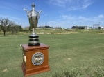The PGA of America Senior's Championship Trophy. (Colby Farr/Community Impact)