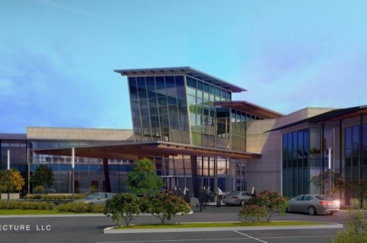 The second company to work on the new executive terminal at McKinney National Airport filed for bankruptcy. (Rendering courtesy CaCO Architecture)