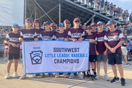 The Pearland Little League team won its first game in Williamsport, Pennsylvania (Andy Yanez/Community Impact Newspaper)