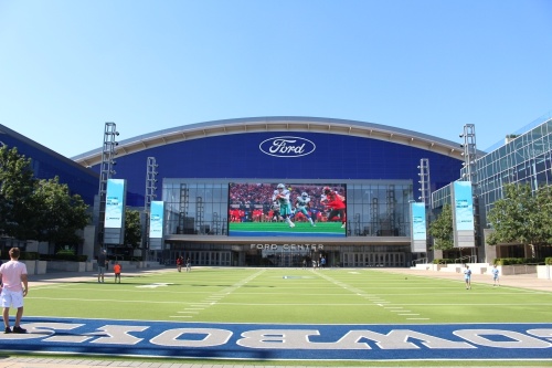 Dallas Cowboys field in front of the Ford Center at The Star in Frisco.