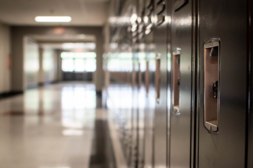 school lockers in dim lighting 