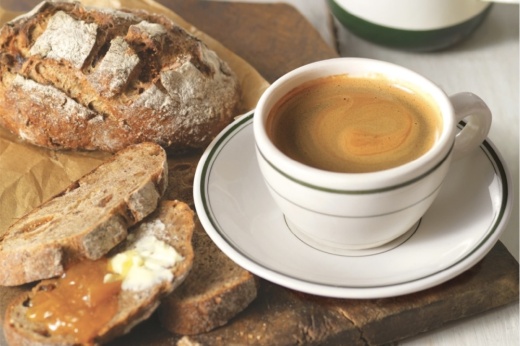 coffee and slice of bread
