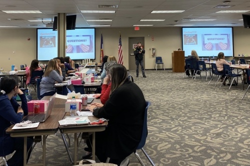 Student Teacher Assistance Network counselors from across North East ISD take part in a counselor training session Dec. 6. NEISD said such training sessions enable school counselors to get vital information and connect with each other. (Courtesy North East ISD)