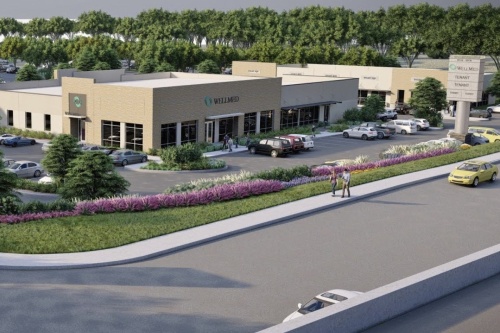 Construction has begun on two single-story professional/medical office buildings inside the Ridgewood Park business park. WellMed will anchor one of the new buildings. (Rendering courtesy Worth and Associates)